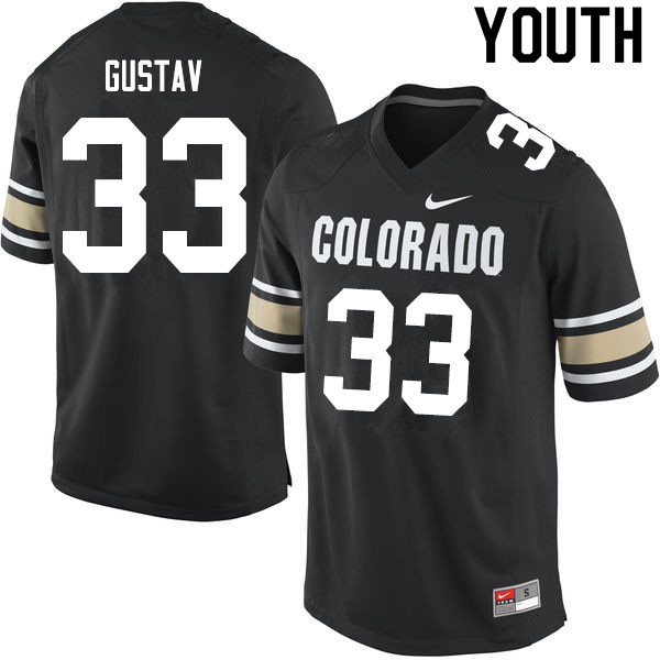 Youth #33 Joshka Gustav Colorado Buffaloes College Football Jerseys Sale-Home Black - Click Image to Close